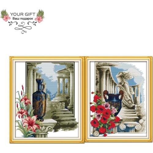 Joy Sunday J139(1)J140(2) 14CT 11CT Stamped and Counted Home Decor Athens Feeling Cross Stitch Kits Embroidery Needlework Sets