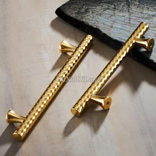 Top Luxury 2PCS Diamond Design Brass Furniture Handles Drawer Pulls Cupboard Wardrobe Bookcase Kitchen TV Cabinet Handles