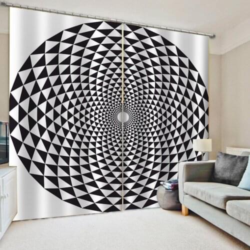 Beautiful Photo Fashion Customized 3D Curtains black and white round curtains Window Drapes Luxury 3D Curtains