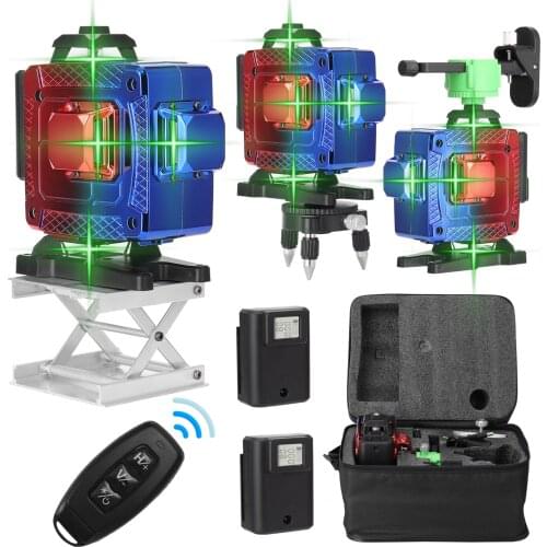 Multifunctional Laser Level 4D 16 Lines 360 Vertical Horizontal Rotary Cross Line with 3° Self-leveling Function Laser Level Set