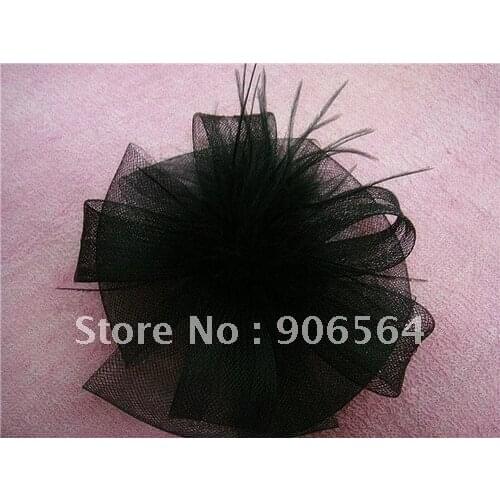 Fashion Balck Feather Fascinator Hat High Quality Mesh Veils Hair Accessories Ladies Cocktail Hat Whole Sale and Retail 6pcs/LOT