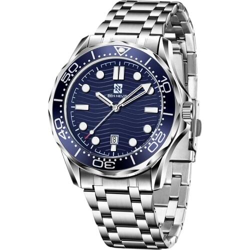 Ben Nevis brand famous quartz watch steel band three needle calendar fashion trend watch man
