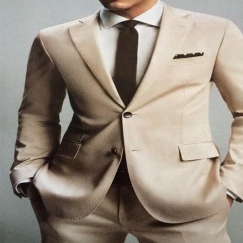 Mens Wedding Suits Formal 2 Pieces Brown Single Breasted Two Buttons Slim Fit Stylish Blazer Jackets and Pants Costumes