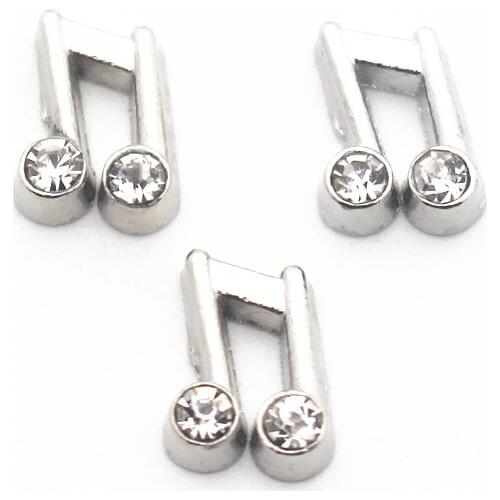 Newest 10pcs/lot musical notation Silver floating charms living glass memory floating lockets diy Accessory pendant