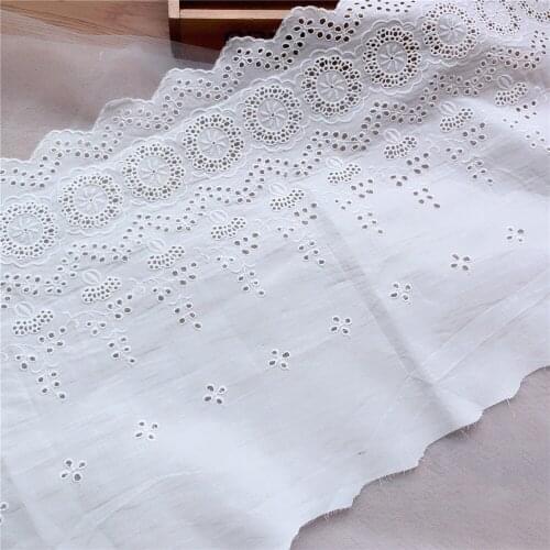 New Eyelet Cotton Lace Trim 3 Yards Ivory White Embroidery Flower Fabric DIY Handmade Accessories Sewing Craft