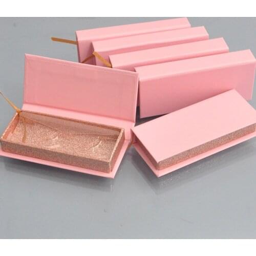 Wholesale Eyelash Packaging Box Lash Boxes Package Custom Rectangle Light Pink Rose Gold Mink Lashes Makeup Storage Case Vendor