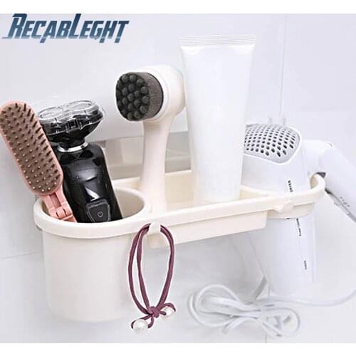 Recableght Bathroom Hair Dryer Holder Wall Stand Sturdy Adhesive Washroom Storage Rack Conveniently Install Bathroom Accessories