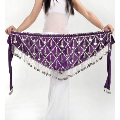 Velvet Sequin Belly Dance Belly Dance Hip Scarf Wrap Belt Skirt Tassel Triangle Belly Dance Waist Chain Accessories 89