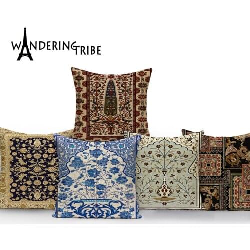 Shabby Chic Ethnic Throw Pillow Covers Vintage Flowers Pillows Decorative for Living Room Home Linen Cushion Case Funda Almohada