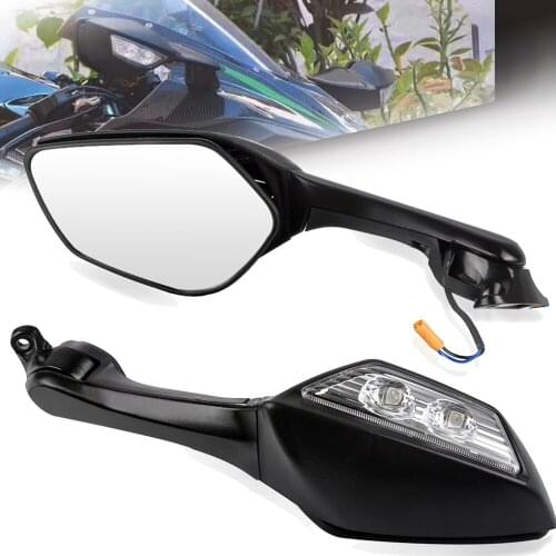 Motorcycle wide-angle rearview mirror LED Turn Signal light For Kawasaki ZX-10 ZX10 2011 2012 2013 2014 2015 Ninja H2 2014-2015