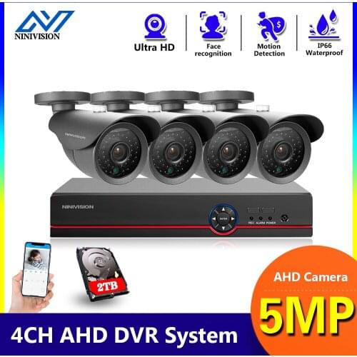 4CH 5MP DVR NVR Security Camera System H.265 Face Detection 5.0MP AHD Bullet Camera Indoor Outdoor CCTV Video Surveillance Kit