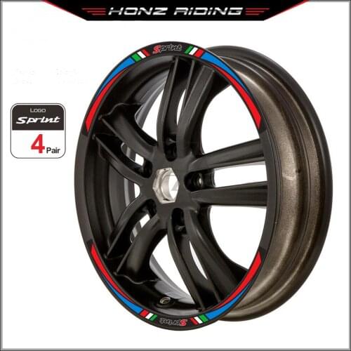 For Piaggio Vespa GTS Sprint Primavera 50 150 150S 300 300ie Rim Decals Scooter 12" Wheel Reflective Sticker Set