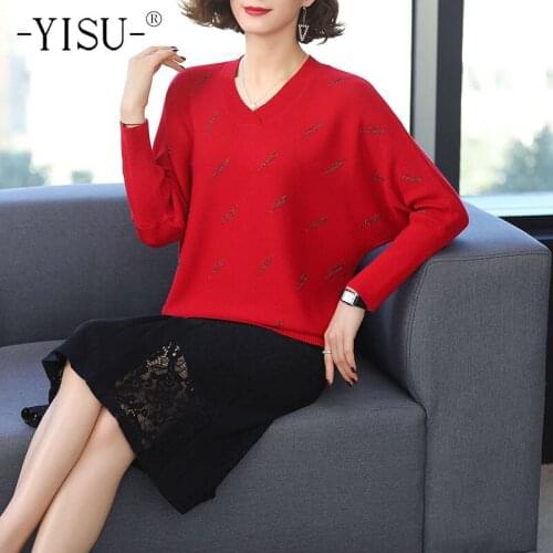 YISU Loose Spring Women clothing Sweater O-Neck Knitted Pullover Bat sleeve Long sleeve Thin Sweater Female Jumper