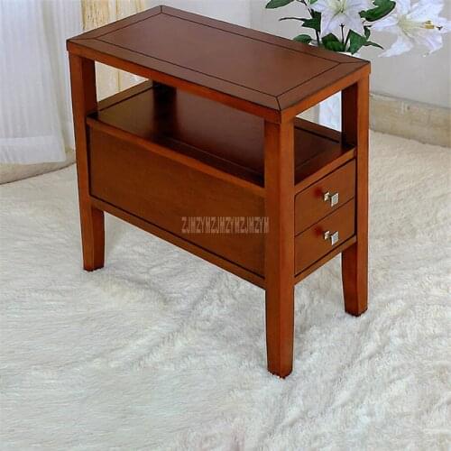 TS-380 Simple Sofa Side Table 2-Drawer Tea Table Living Room Coffee Table Bedroom End Table Sofa Side Cabinet Bedside Table