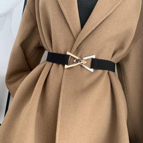 All-Match Elastic Womens Belt Fashion Personality Triangle Pair Buckle Waist Seal Spring Summer Dress Jacket Waist Decoration