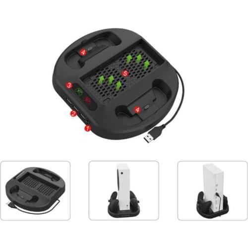Vertical Stand with Cooling Fan Dual Controller Charger Dock Charging Station & 3 USB Hub for Xbo S Console