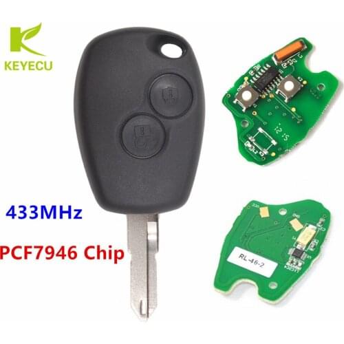 KEYECU Replacement Remote Car Key Fob 2 Button 433MHz PCF7946 for Renault Kangoo 2 Clio III Master Modus