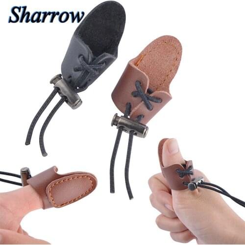 1pc Archery Cow Leather Finger Guard Longbow Recurve Bow Shooting Thumb Ring Protective Gear For Outdoor Hunting Accessories