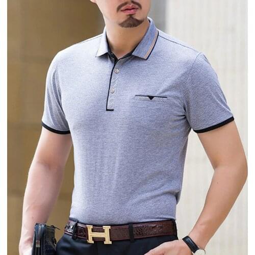 Thoshine Brand Summer Men 95% Viscose Polo Shirts Business Style Male Formal Polo shirt Polka Dot Striped Breathable Camisa