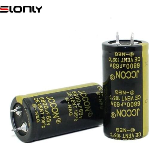 2pcs-14pcs 25x50mm 6800uF 63V JCCON Horn Black Gold Audio Amplifier Filter Aluminum Electrolytic Capacitors