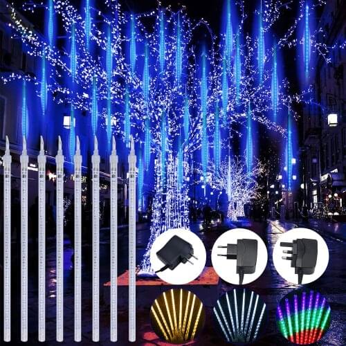 30/ 50cm LED Meteor Shower Rain Lights Waterproof Connectable LED 8 Tubes Falling String Lights Christmas Tree Outdoor Decor