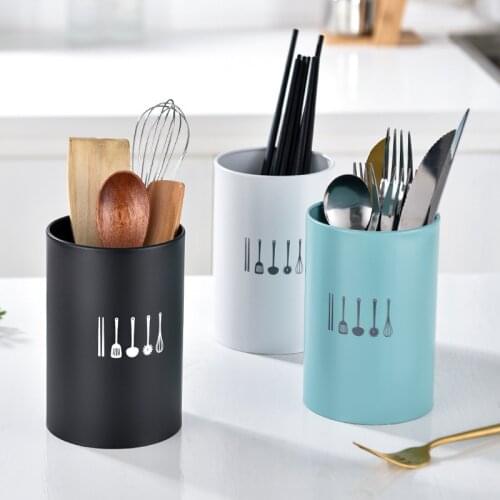 304 Stainless Steel Cutlery Holder Drainer Rack Home Kitchen Round Chopsticks Storage Tube Spoon Fork Organizer Shelf