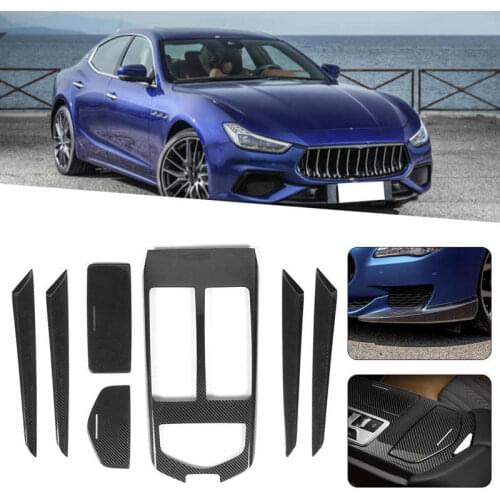 7Pcs/Set Interior Trim Center Console Gear Cover Door Panel Decor Dry Carbon Fiber Fit for Maserati Ghibli 2017 2018-2020