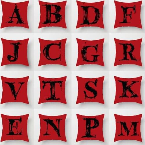 Black Letters Cushion Cover 45x45 Red Pillowcover Sofa Cushions Decorative Throw Pillows Cover Home Decor Pillowcases Polyester
