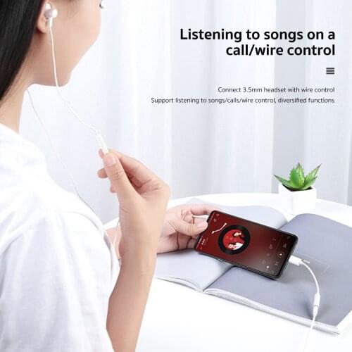 COTEetCI Type-C to 3.5mm Earphone Cable Adapter Black Shark MI 8 6 SE A2 MIX 2 2S USB-C Male to 3.5 AUX Audio Female Jack