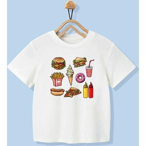 New Cute Foods T Shirt Kids Baby Boys Girls Casual Funny Hamburger Printing Tshirt Kawaii T-shirt Summer Short Sleeve Top Tees