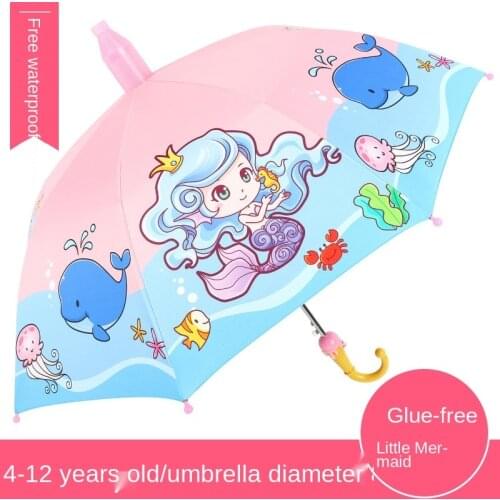 Childrens Umbrella Boys and Girls Super Lightweight Primary School Students Child Long Handle Cute Umbrella