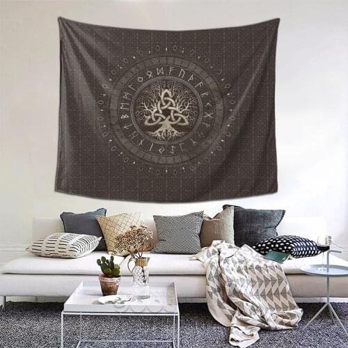 Tree Of Life Brown Gold Tapestry Viking Norse Tapestry Wall Bedspread Bohemian Hanging Blankets For Bedroom Dorm