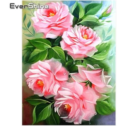 EverShine DIY Diamond Painting Flowers Full Round Diamond Embroidery Peony Picture Of Rhinestones Diamond Mosaic Cross Stitch