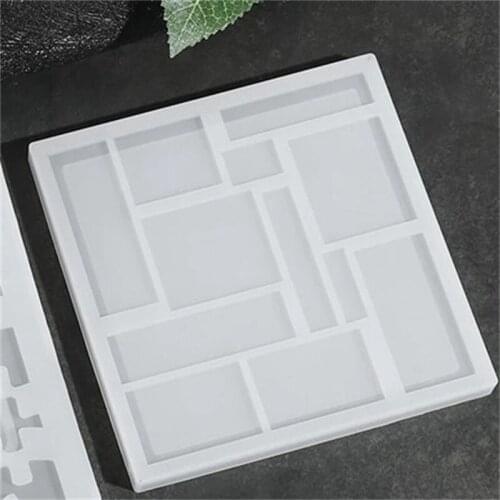 Hot-Puzzle Resin Mold Silicone Tangram Geometric Jigsaw Game Mold Double Sided Tray Mold Epoxy Resin Casting DIY Crafts