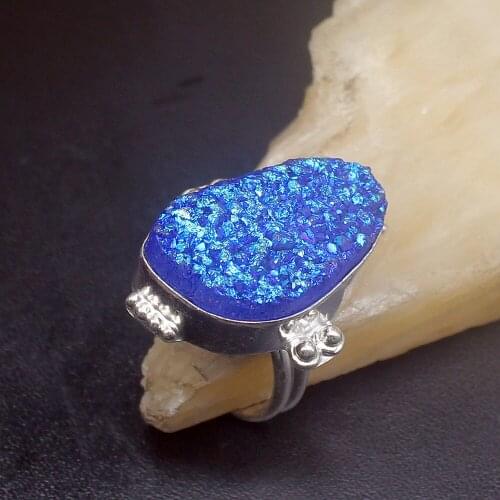 Gemstonefactory Jewelry Big Promotion Single Unique 925 Silver Blue Titanium Hot Sale Women Men Gifts Rings 9.5# 20212611