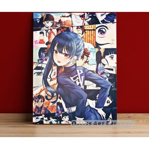 Canvas Anime Tsuyuri Kanao Demon Slayer Pictures Home Decoration Paintings Poster HD Prints Wall Art Modular Living Room Framed