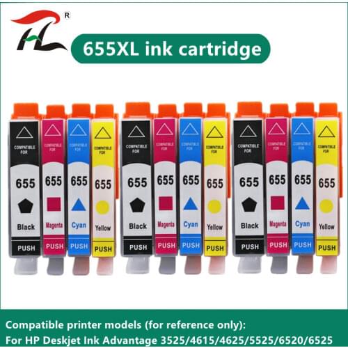 12PCS Compatible HP 655 HP655 C M Y BK Ink Cartridge with chip For HP Deskjet 3525 4615 4625 5525 6520 6525 6625