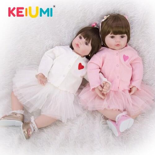 KEIUMI New Educational Silicone Reborn Baby Twins Truly Princess Reborn Baby Girl Dolls 60 cm for kids Childrens Day Gifts