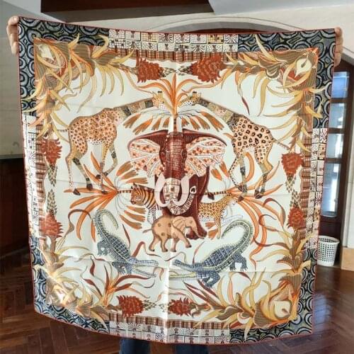 Classic Print 100% Silk Scarf Neckerchief Women Square Silk Shawl Cape 35"x35"