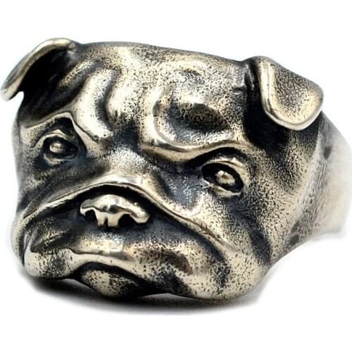 National Standard S925 Sterling Silver Dog Head Ring Personalized Jewelry Silver Jewelry