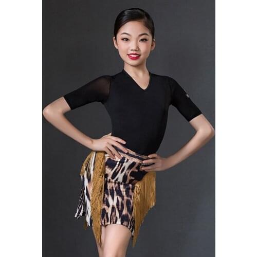 2020 Lain Dance Costumes Black Tops Tassel Skirts Latin Practice Dress Child Cha Cha Rumba Samba Tango Performance Wear DQS4794