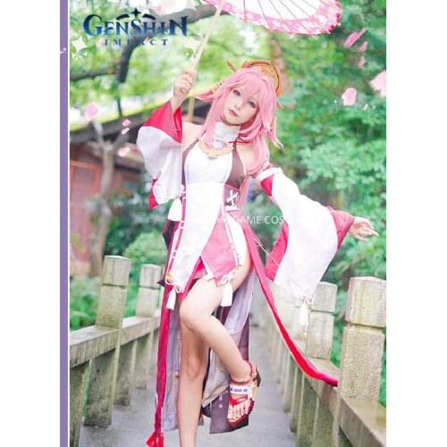 Game Genshin Impact COS Yae Kamiko Clothing Inazuma Raiden Shogun Cospaly Anime Costume Female Role Playing Figure Suit Dress