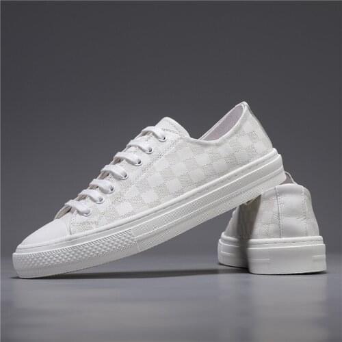 High-Quality Leather Shoes For Men Luxury Brand Casual And Comfortable Mens Shoes Lace-up Fashion Flat Shoes White Sneakers