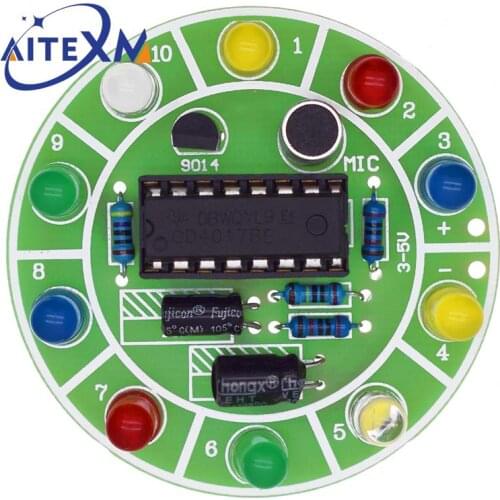 CD4017 Colorful Voice Control Rotating LED Light Kit Electronic Manufacturing DIY Kit Spare Parts Student Laboratory