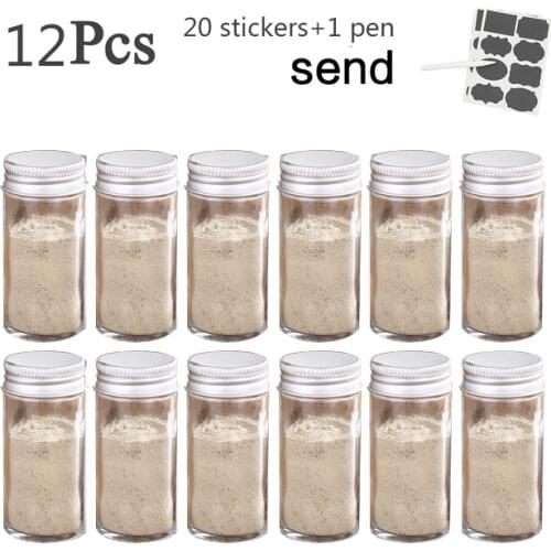 12PCS set seasoning jar square glass container seasoning bottle kitchen and outdoor camping seasoning container