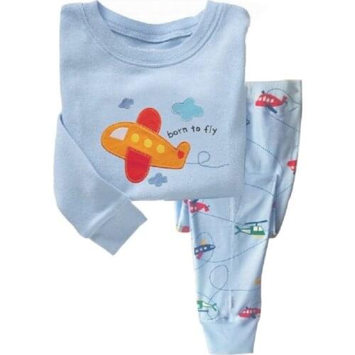 2021 Newest Baby Clothes Suits Pajamas For Boys Plane Fashion Kids Nightgown Sleepwear Clothing Sets 100% Cotton 2 3 4 5 6 7Year