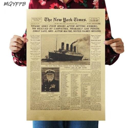 New York Times Nostalgic Kraft Paper Poster Interior Decoration Picture Wall Sticker 50.5x35cm