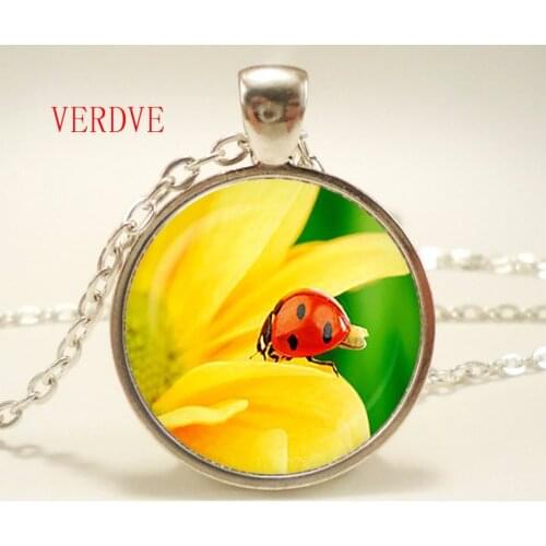 Bee. Ladybug pendant. Ladybug necklace. Ladybug jewelry. Birthday present, glass goblet, christmas present