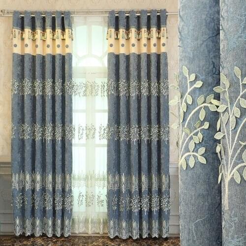 Luxury villa living room bedroom floor screen custom atmosphere high grade European Embroidery wedding room curtain living