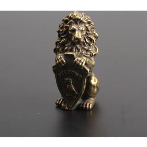 Collectable Chinese Brass Carved Animal Blessing Owl Lion Exquisite Small Statues